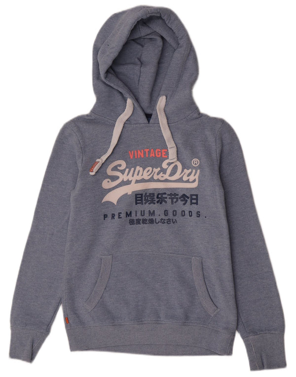 Pulover Superdry pentru damă, cu grafică, UK 10, bumbac albastru mic