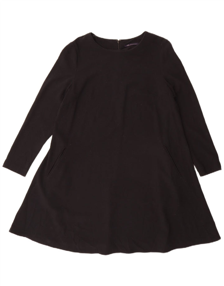 Rochie A-Line pentru femei Marks & Spencer cu mâneci lungi UK 14 Poliester negru mare