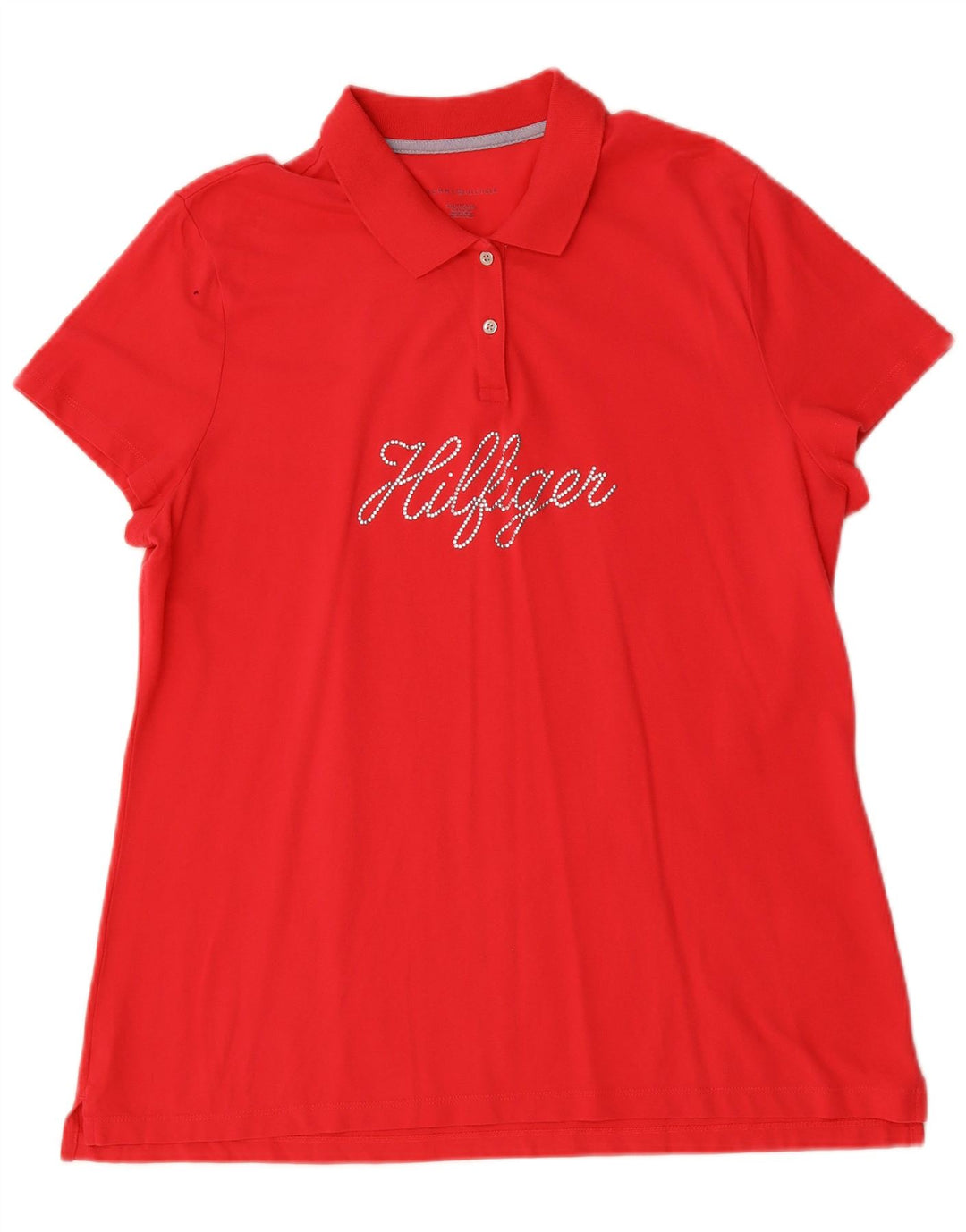 TOMMY HILFIGER Tricou polo cu grafică pentru femei UK 20 2XL Bumbac roșu
