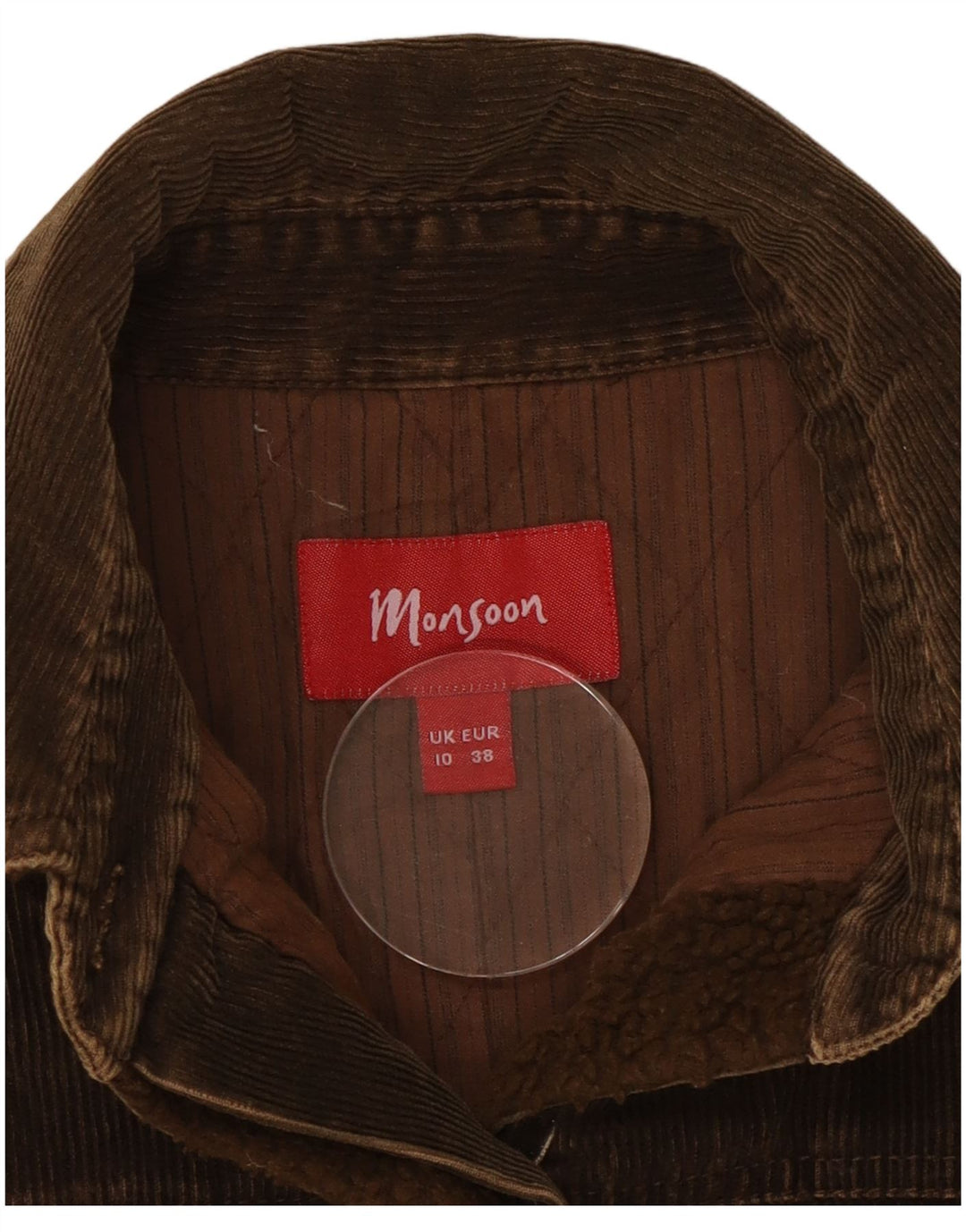 MONSOON Jachetă din velur pentru femei UK 10 mic, maro, bumbac