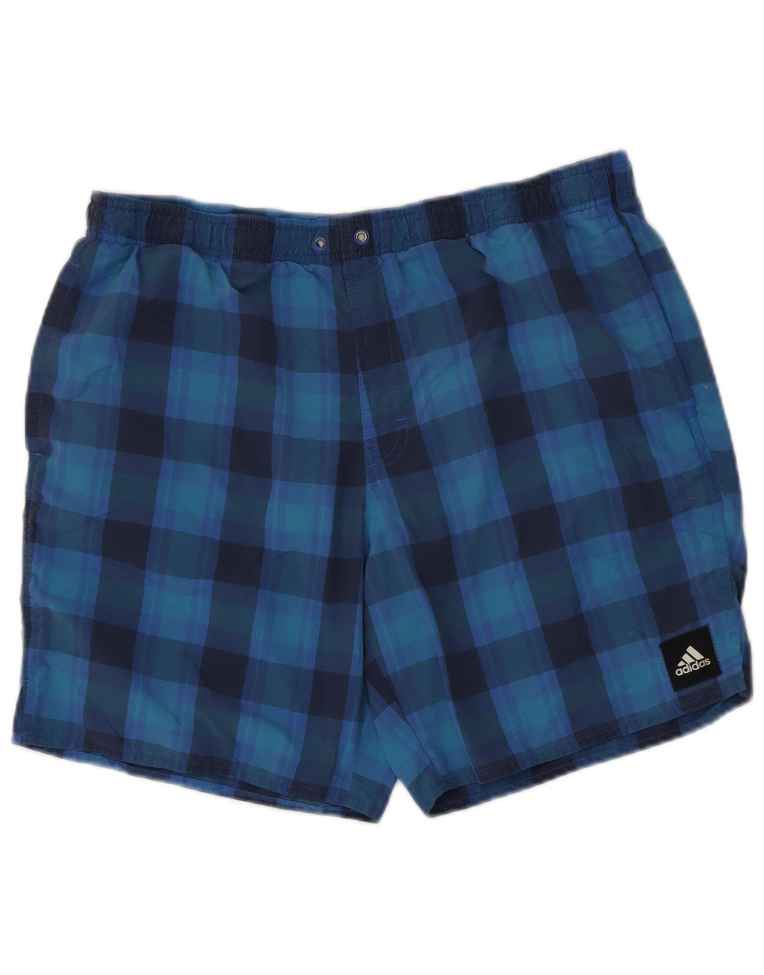 Pantaloni scurți de înot ADIDAS pentru bărbați, nailon cu carouri mari, albastre