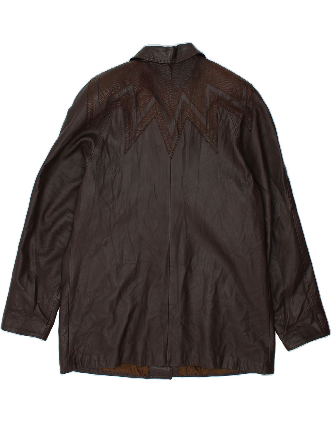 VINTAGE Womens Loose Fit Leather Coat EU 46 XL Brown Vintage Vintage and Second-Hand Vintage from Messina Hembry 