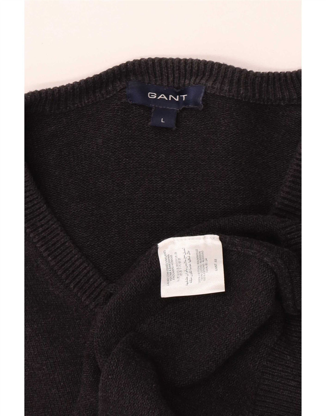 Gant Pulover cu decolteu în V pentru bărbați, bumbac mare, gri