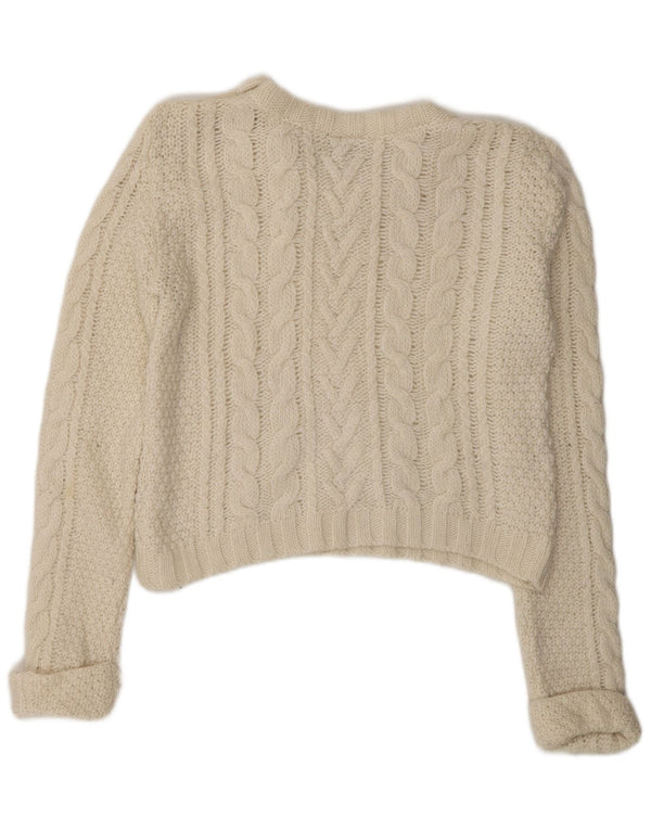 Topshop Pulover Crop Crew Deck pentru femei UK 10 Small Off White
