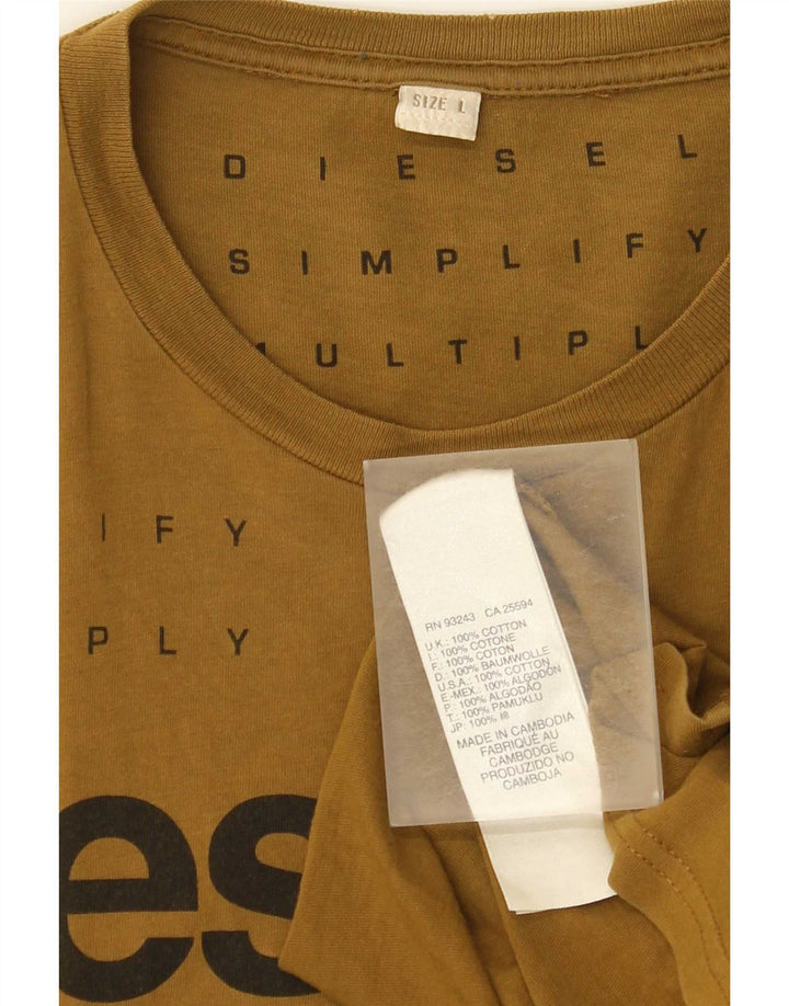 Tricou grafic pentru bărbați Diesel Top mare din bumbac maro