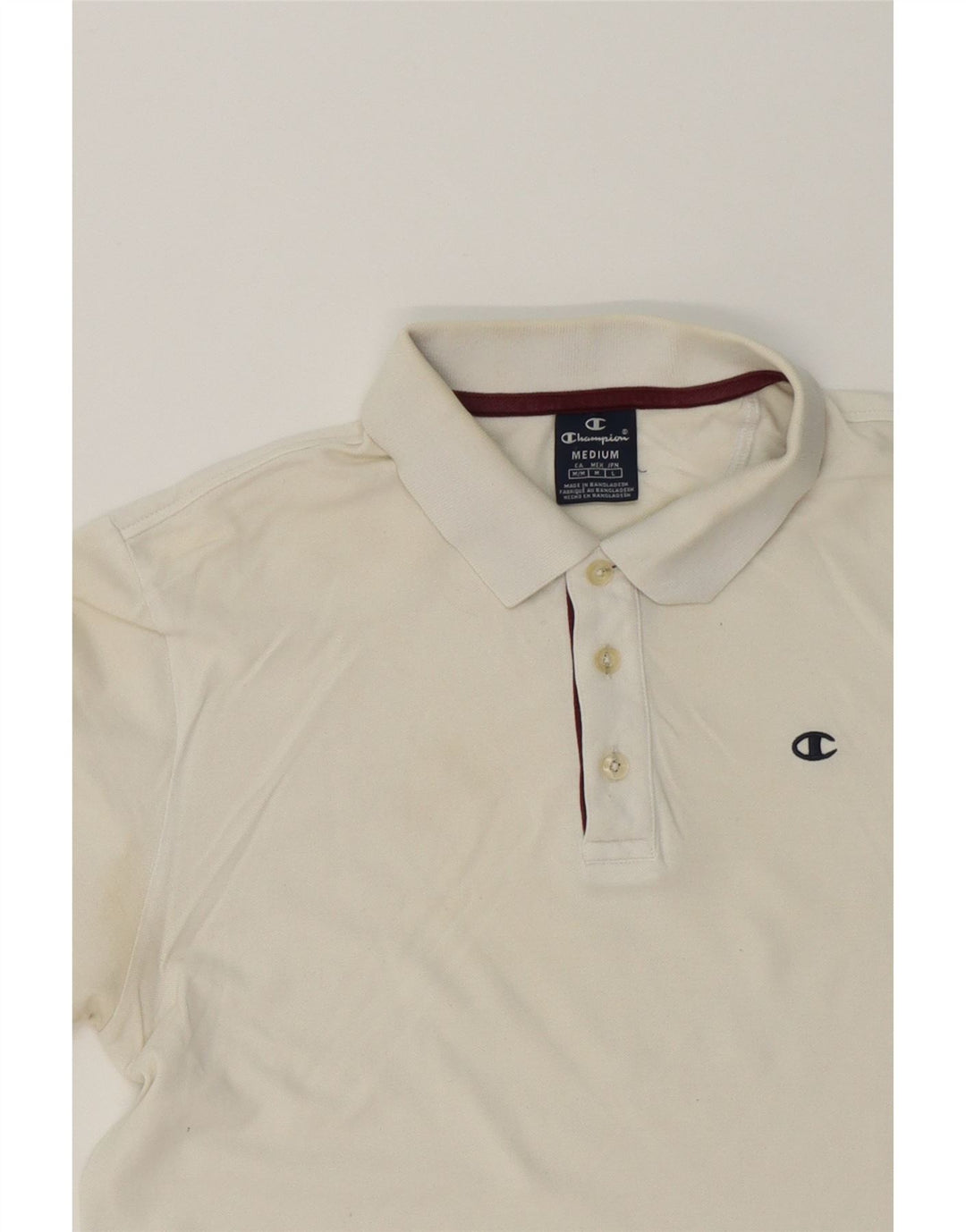CHAMPION Mens Polo Shirt Medium White Cotton Vintage Champion and Second-Hand Champion from Messina Hembry 