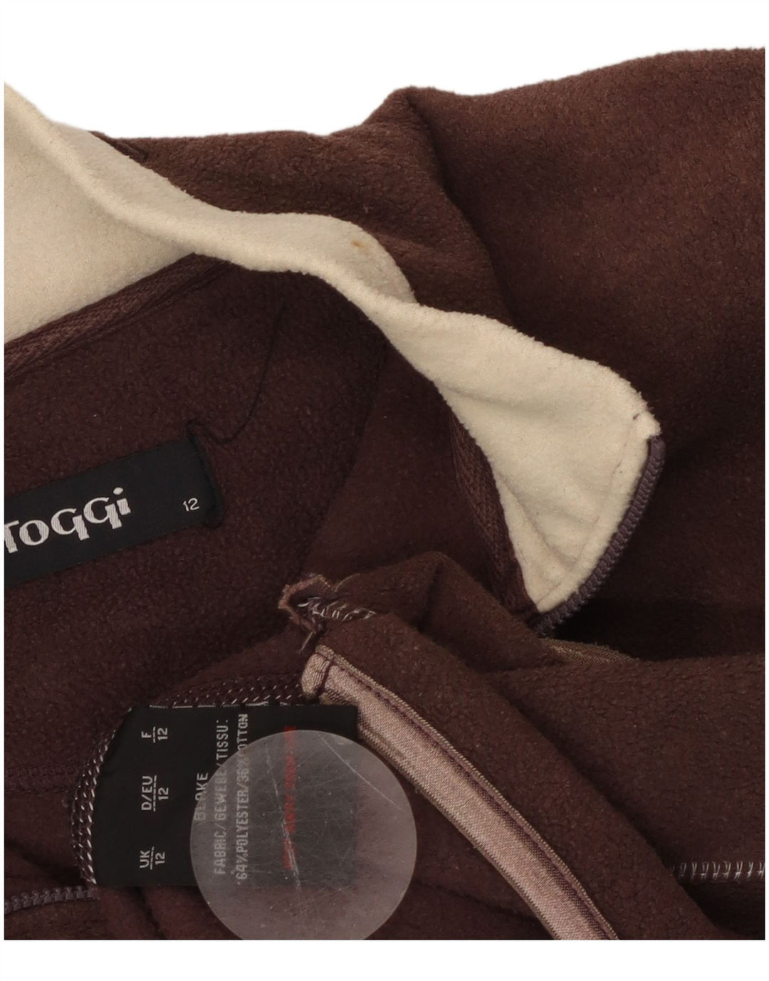 Pulover pentru femei TOGGI, cu fermoar și gât, din lână UK 12 Poliester maro mediu