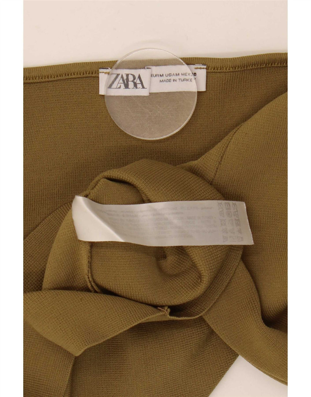 Crop Top pentru femei Zara cu mânecă lungă UK 12 Medium Kaki Poliester