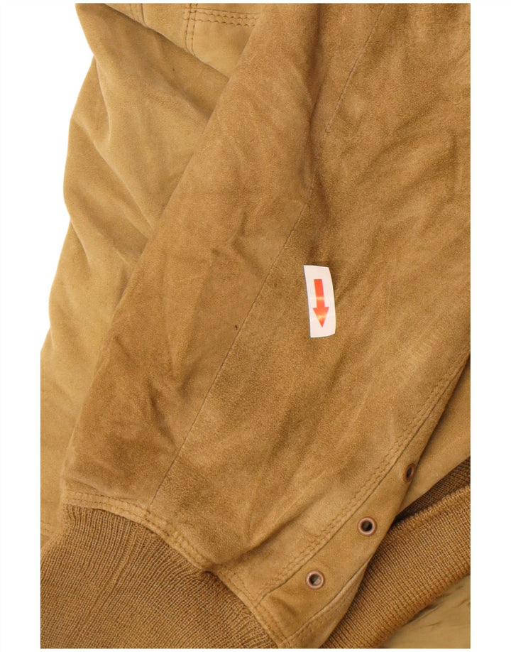 Gianni Versace Jachetă Bomber de piele întoarsă pentru femei UK 38 Medium Bej