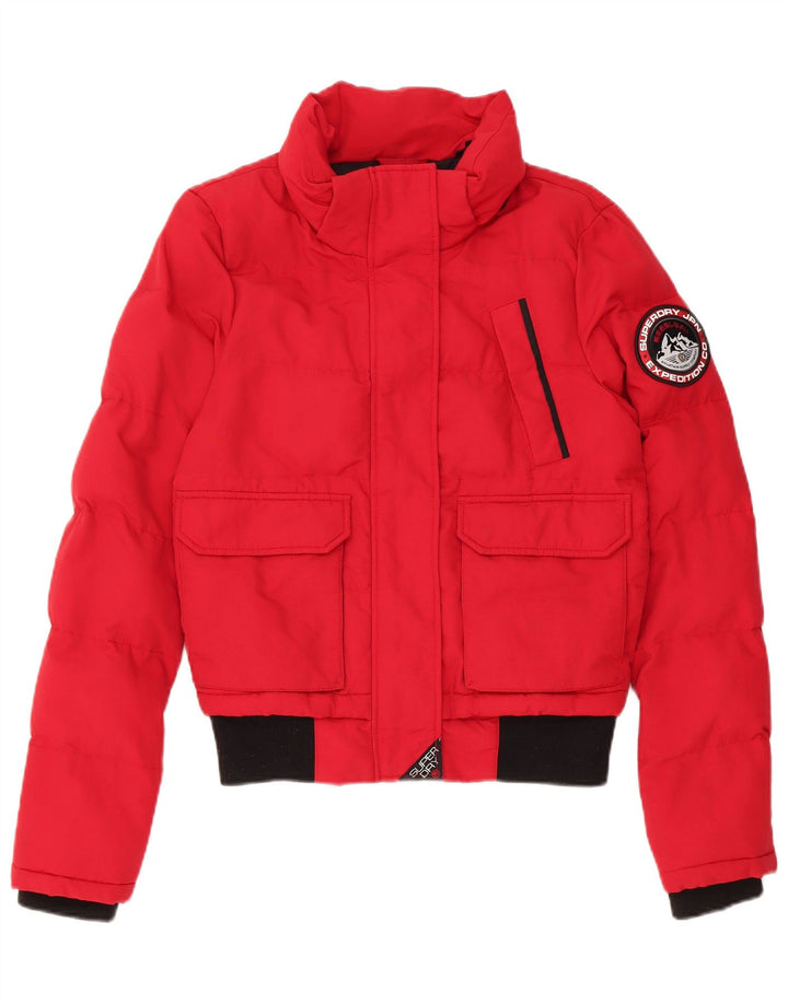 Jachetă căptușită supradimensionată pentru femei Superdry UK 8 Small Red Colorblock Nylon