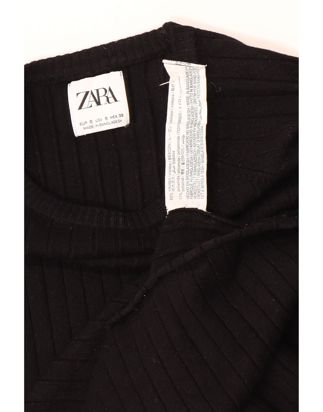 Pulover pentru bărbați Zara, cu gât de barcă, mic, negru, viscoză