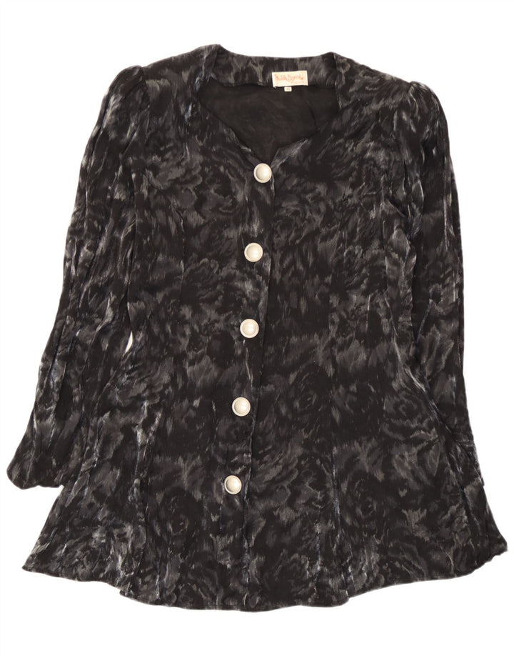Bluză cămașă cu paragate pentru femei Michele Boyard EU 40 Medium Negru Floral