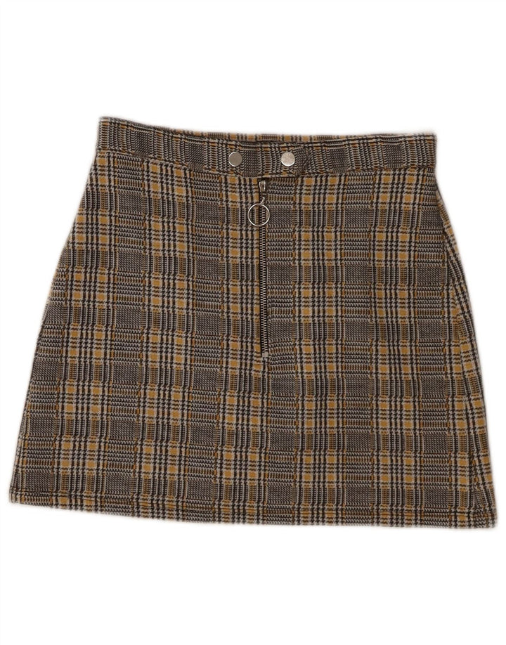 Fusta mini pentru femei Topshop UK 8 Small W28 Gri din poliester carouri