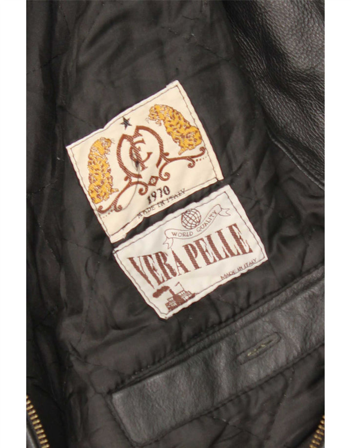 Jachetă de piele vintage pentru bărbați UK 36 Small Black