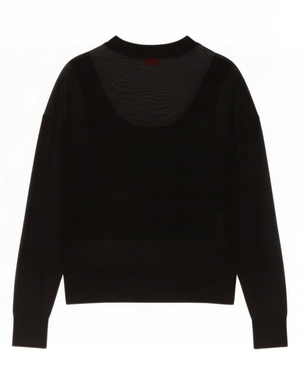 Top pentru femei Hugo Boss cu mânecă lungă UK 14 Medium Negru