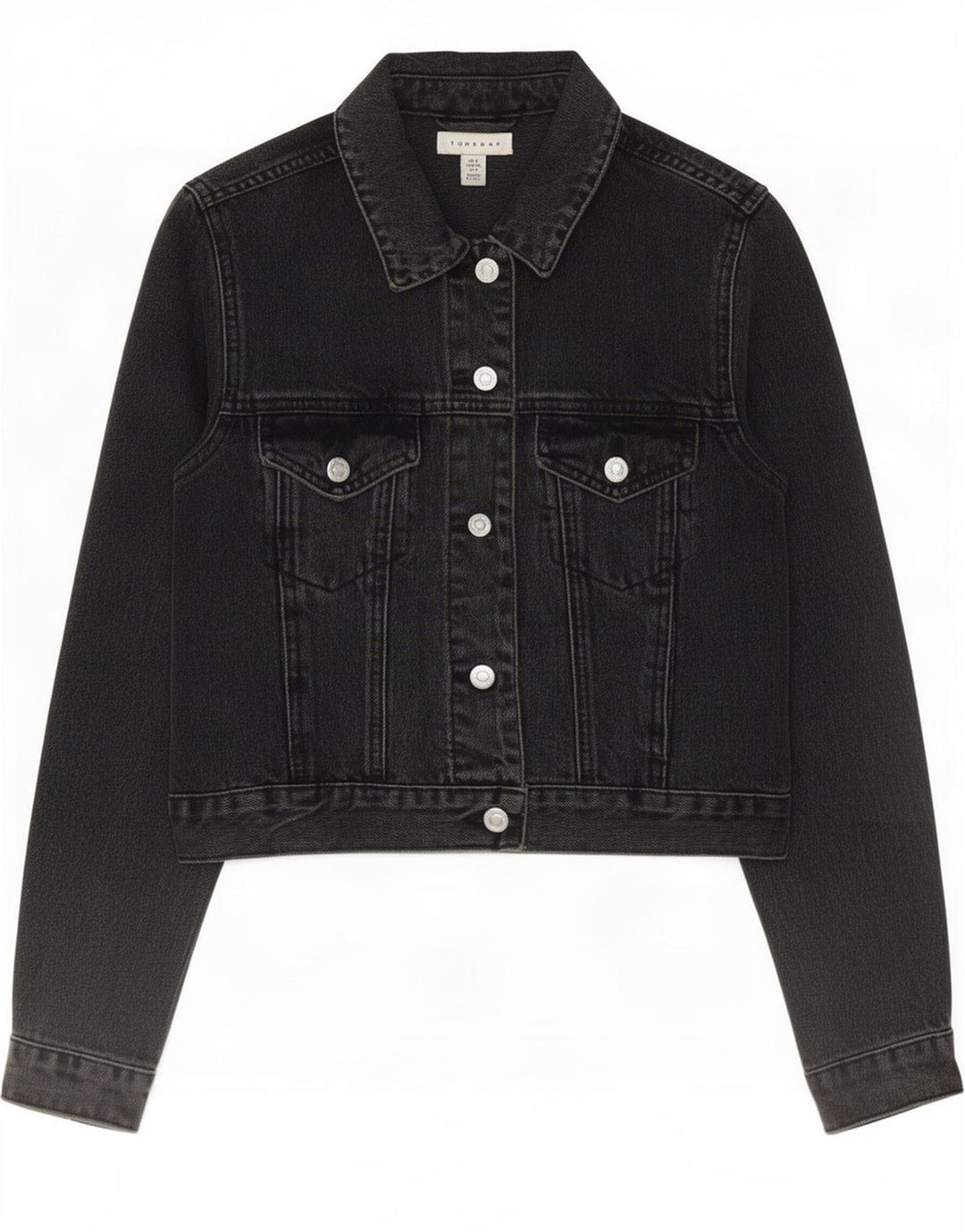 Topshop Jachetă de denim crop pentru femei UK 8 Small Black Bumbac