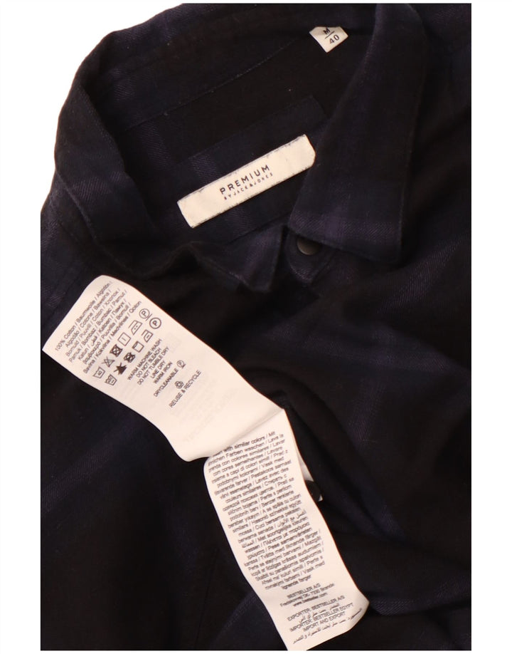 Cămașă de flanel pentru bărbați JACK & JONES Mărimea 40 Bumbac cu carouri albastru bleumarin mediu