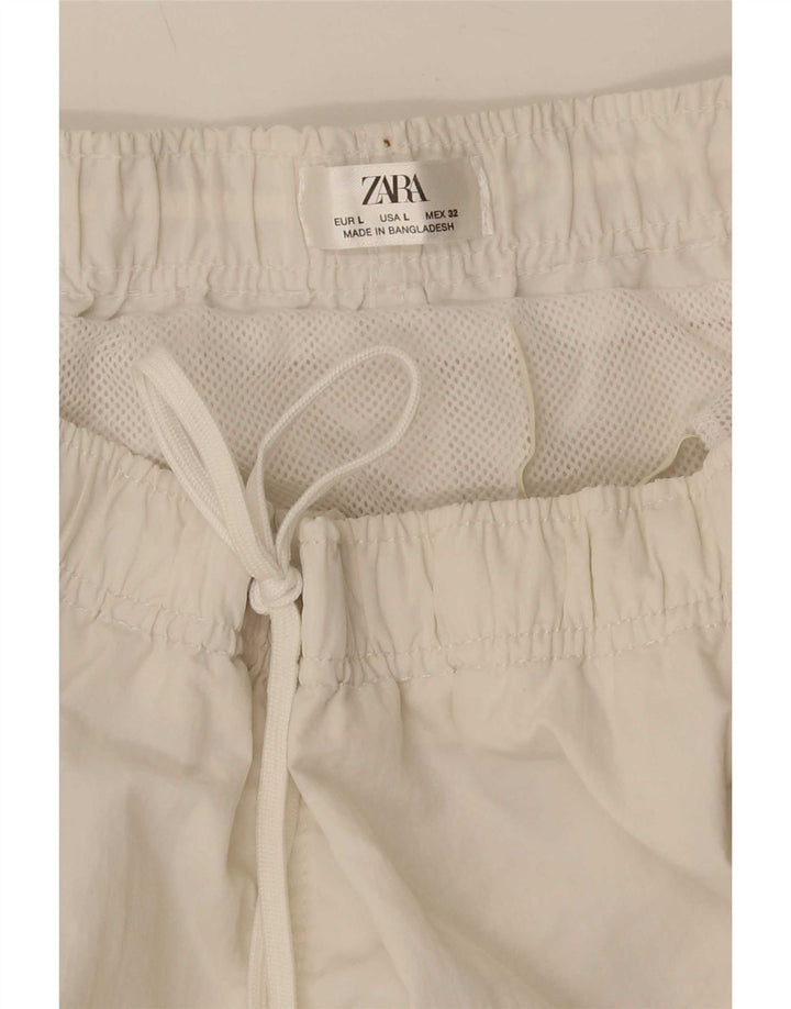 Pantaloni scurți de înot pentru bărbați Zara, mari, alb, din poliester