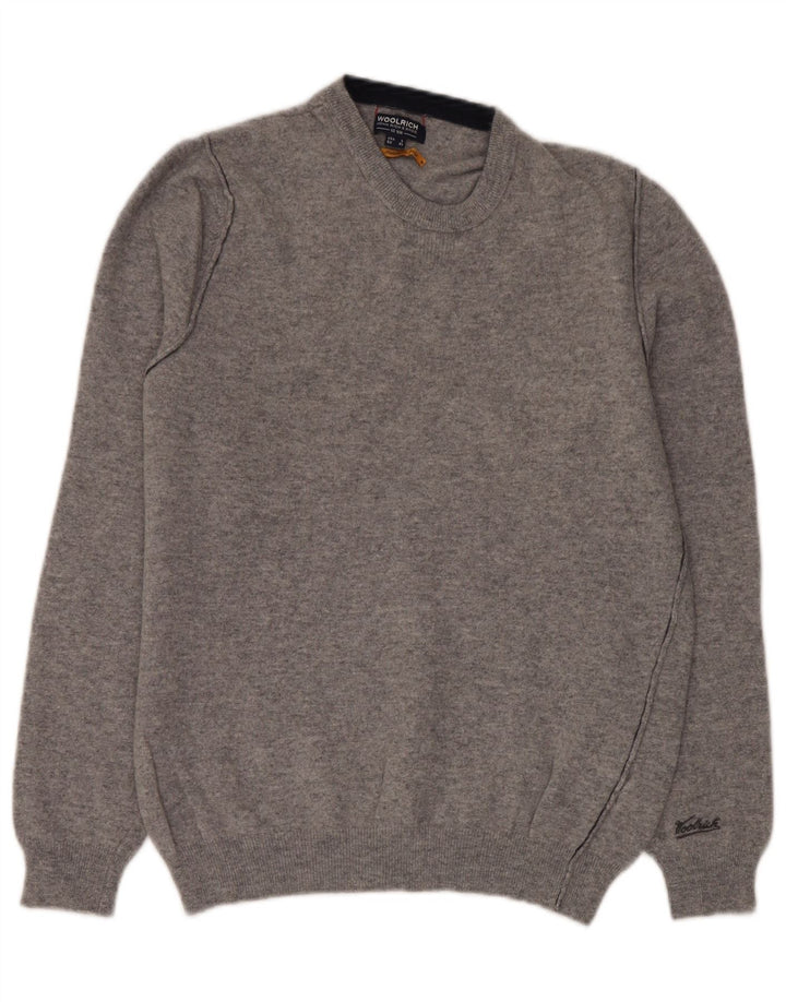 Woolrich Pulover cu gât roșu pentru femei UK 16 Lână mare, gri