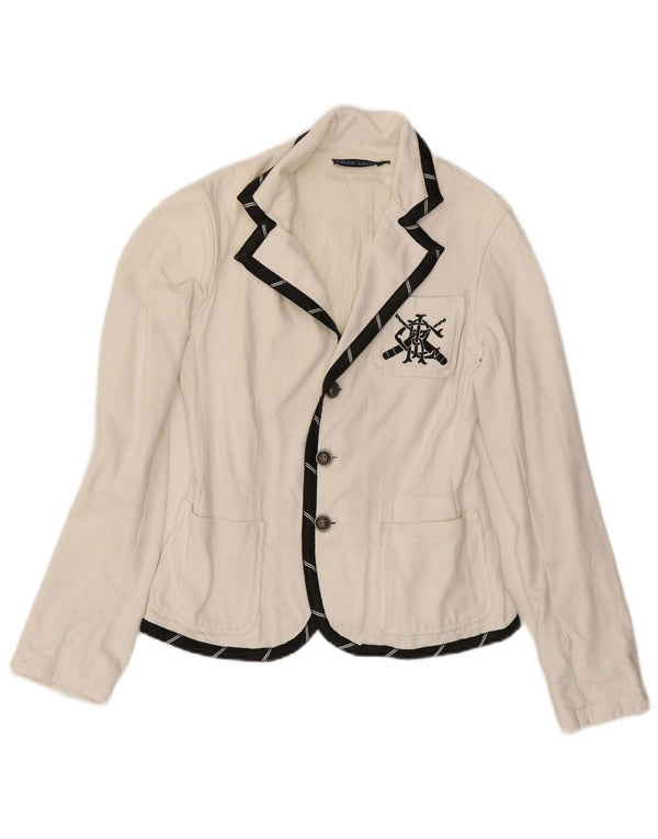 Jachetă Blazer Crop 3 Buttons pentru femei RALPH LAUREN UK 12 Medium White