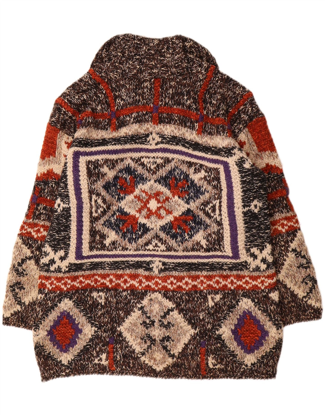 Pulover vintage pentru bărbați cu gât polo mare, geometric, multicolor