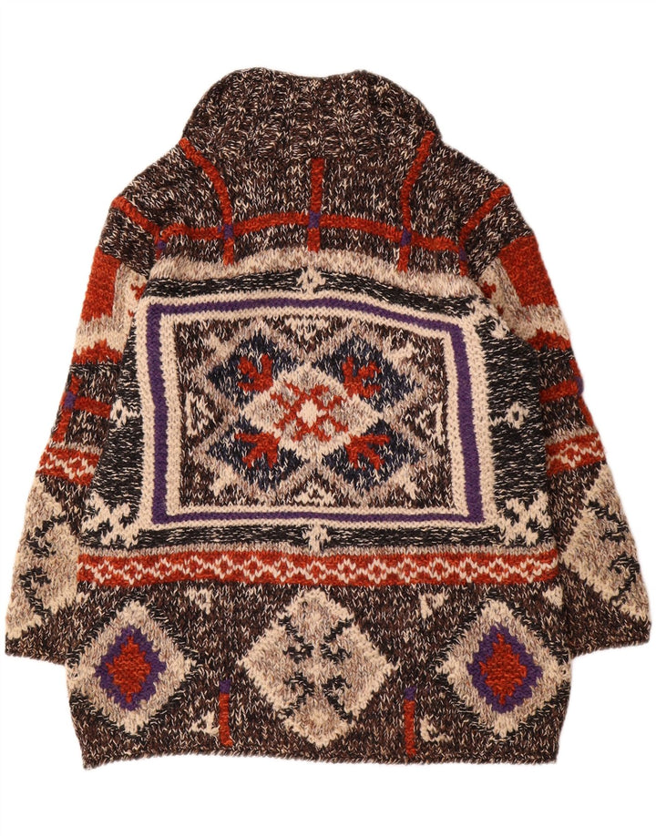 Pulover vintage pentru bărbați cu gât polo mare, geometric, multicolor