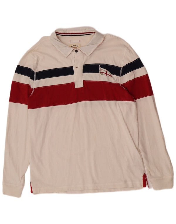 Tricou polo rugby cu mânecă lungă pentru bărbați Fat Face, mare, alb catifelat