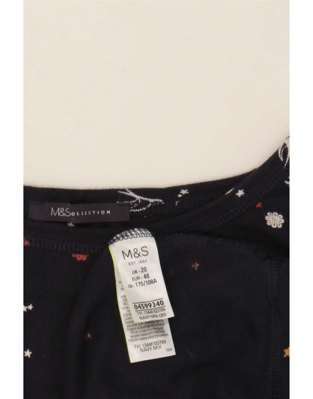 Top cu mâneci 3/4 pentru femei Marks & Spencer, cu model abstract, UK 20 2XL, bleumarin