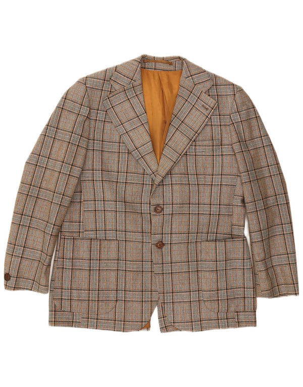 Jachetă pentru bărbați VINTAGE cu 2 nasturi, UK 40, mare, gri poliester cu carouri