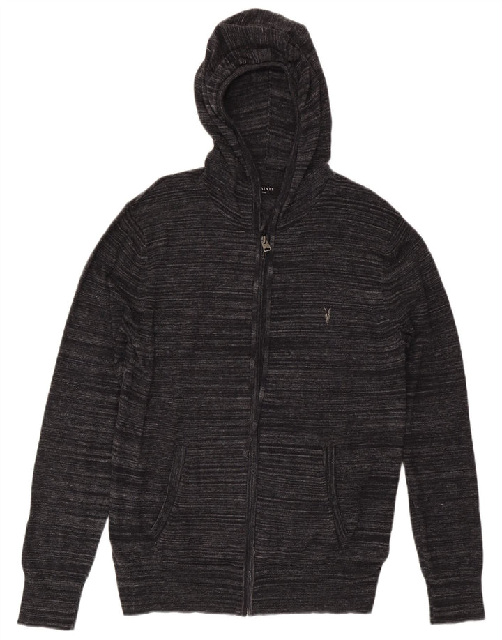 Cardigan cu glugă pentru bărbați All Saints, bumbac mediu negru cu dungi