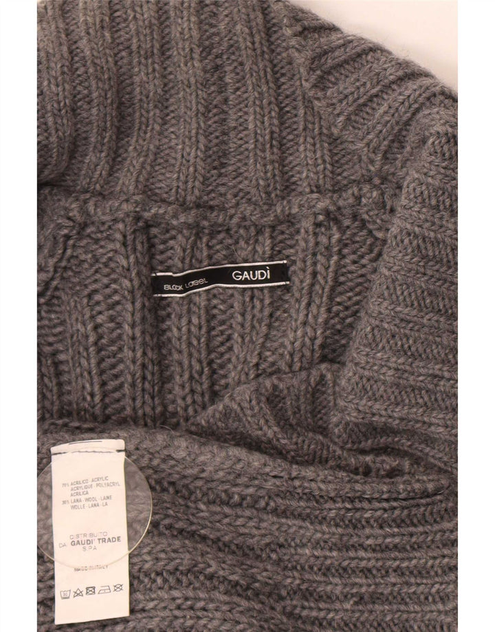 Pulover cardigan Gaudi pentru femei la dublu piept UK 12 Medium Gri Acrilic