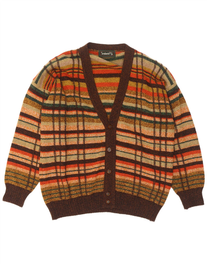 Pulover cardigan pentru bărbați Arslanli, lână de miel cu carouri, multicoloră