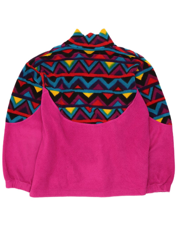 Jachetă din lână vintage pentru femei UK 20 2XL roz geometric retro