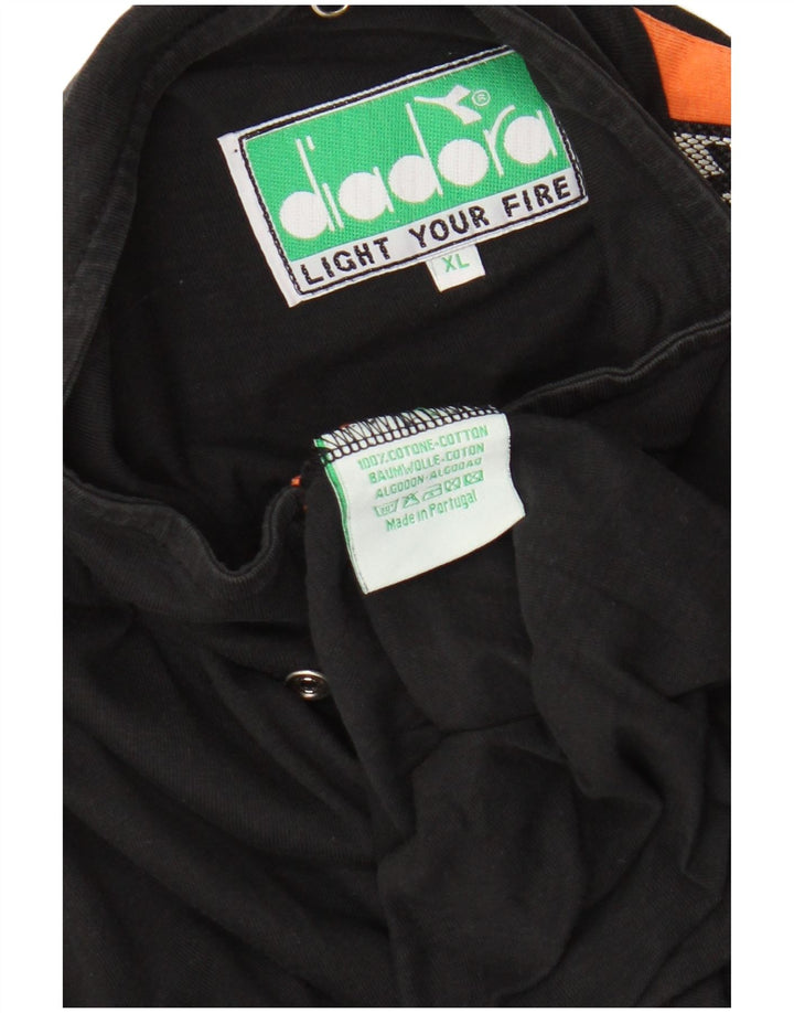 Pulover pentru bărbați Diadora, cu gât cu nasturi, XL, bumbac color bloc negru