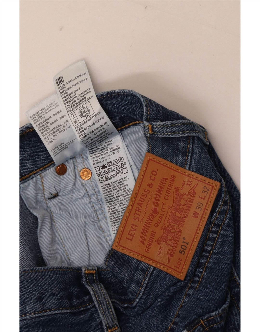 Blugi drepti pentru bărbați Levi's 501 W30 L32 Bumbac albastru