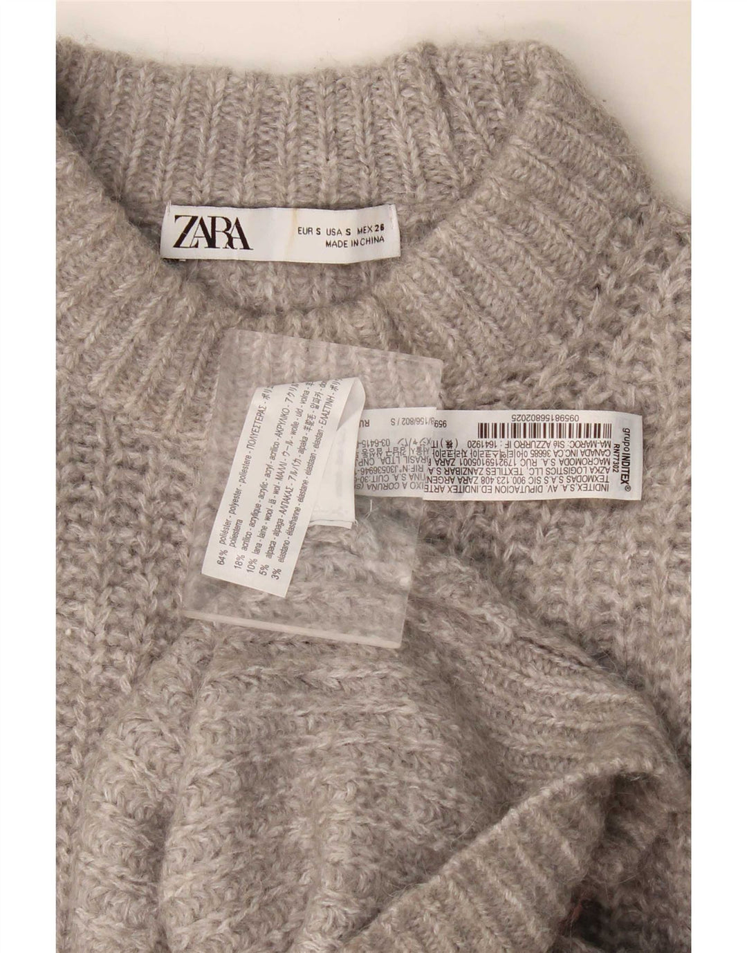 Pulover oversized cu gât țestoasă pentru femei Zara UK 10 Poliester gri mic