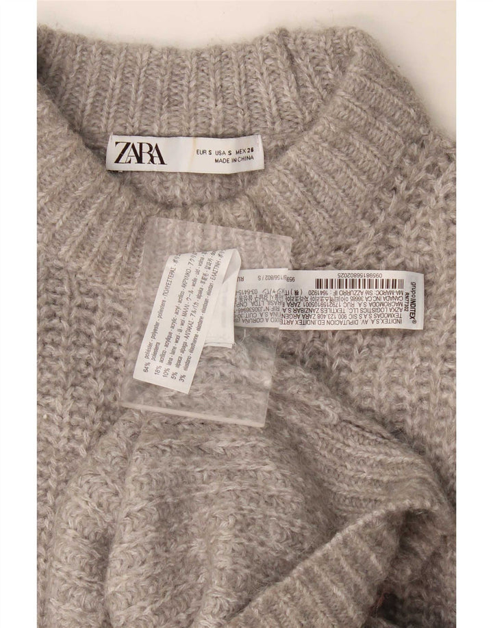 Pulover oversized cu gât țestoasă pentru femei Zara UK 10 Poliester gri mic