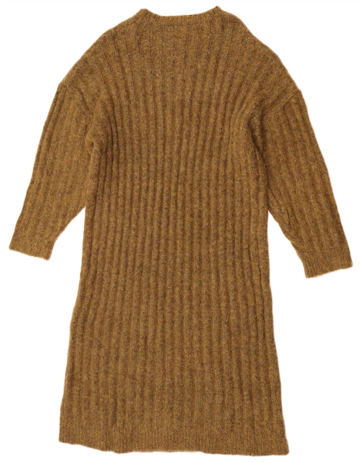 Rochie Jumper supradimensionată ZARA pentru femei UK 14 Medium Khaki Nylon