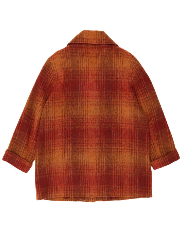 Pardesiu supradimensionat pentru femei VINTAGE UK 14 Poliester carouri portocaliu mediu