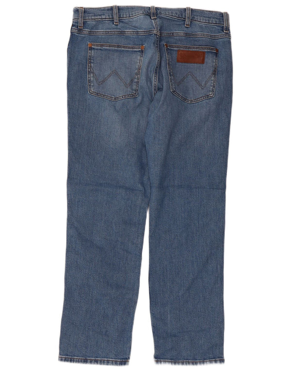 Blugi drepți Wrangler Greensboro pentru bărbați W34 L30, bumbac albastru
