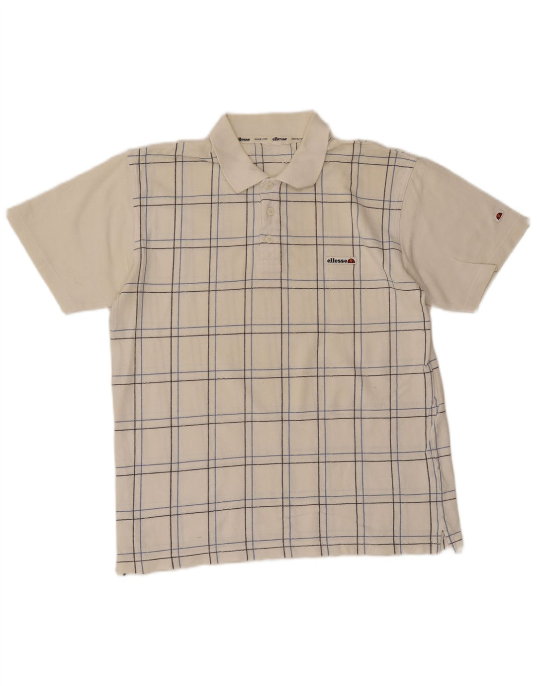 Tricou polo pentru bărbați Ellesse, bumbac cu carouri alb mediu