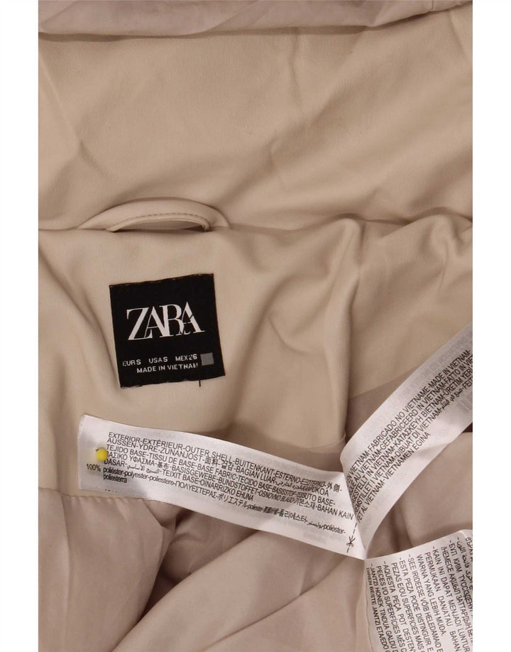 Jachetă căptușită supradimensionată cu glugă pentru femei Zara UK 10 Mic, bej, poliester