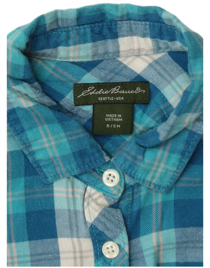 EDDIE BAUER Cămașă de flanel pentru femei UK 10 Small Blue Check Bumbac