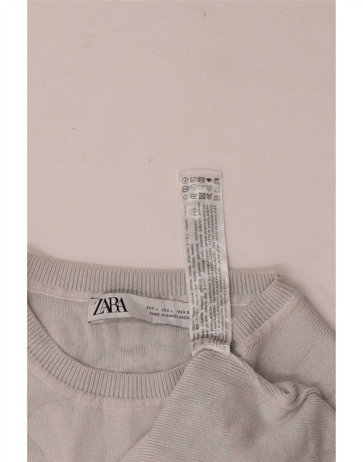 Crop Top pentru femei Zara UK 14 mare, gri, viscoză