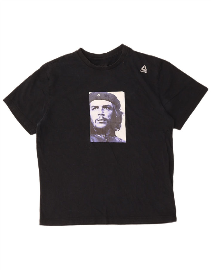 Tricou grafic Reebok pentru bărbați Top mare din bumbac negru