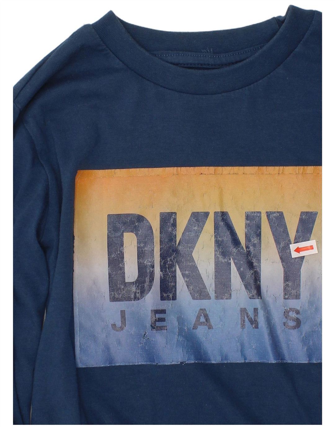 DKNY Top grafic pentru băieți cu mânecă lungă, 5-6 ani, bumbac bleumarin