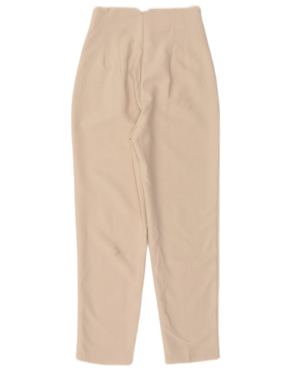 Zara Womens High Waist Casual Trousers XS W24 L27 Beige Polyester