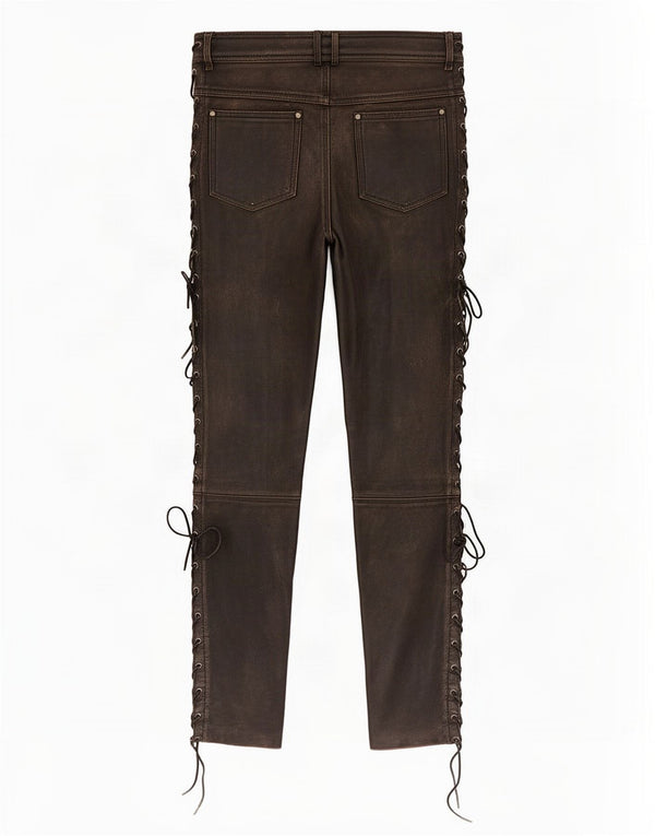 Pantaloni din piele vintage pentru bărbați de stil mare W32 L32 negri