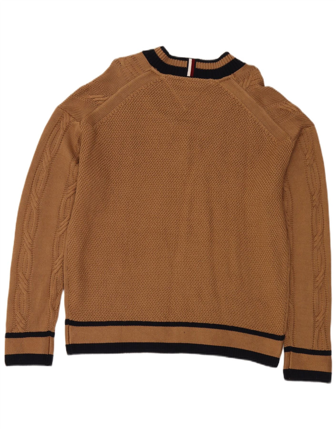 Pulover cu decolteu în V Tommy Hilfiger pentru bărbați, maro mediu, color block