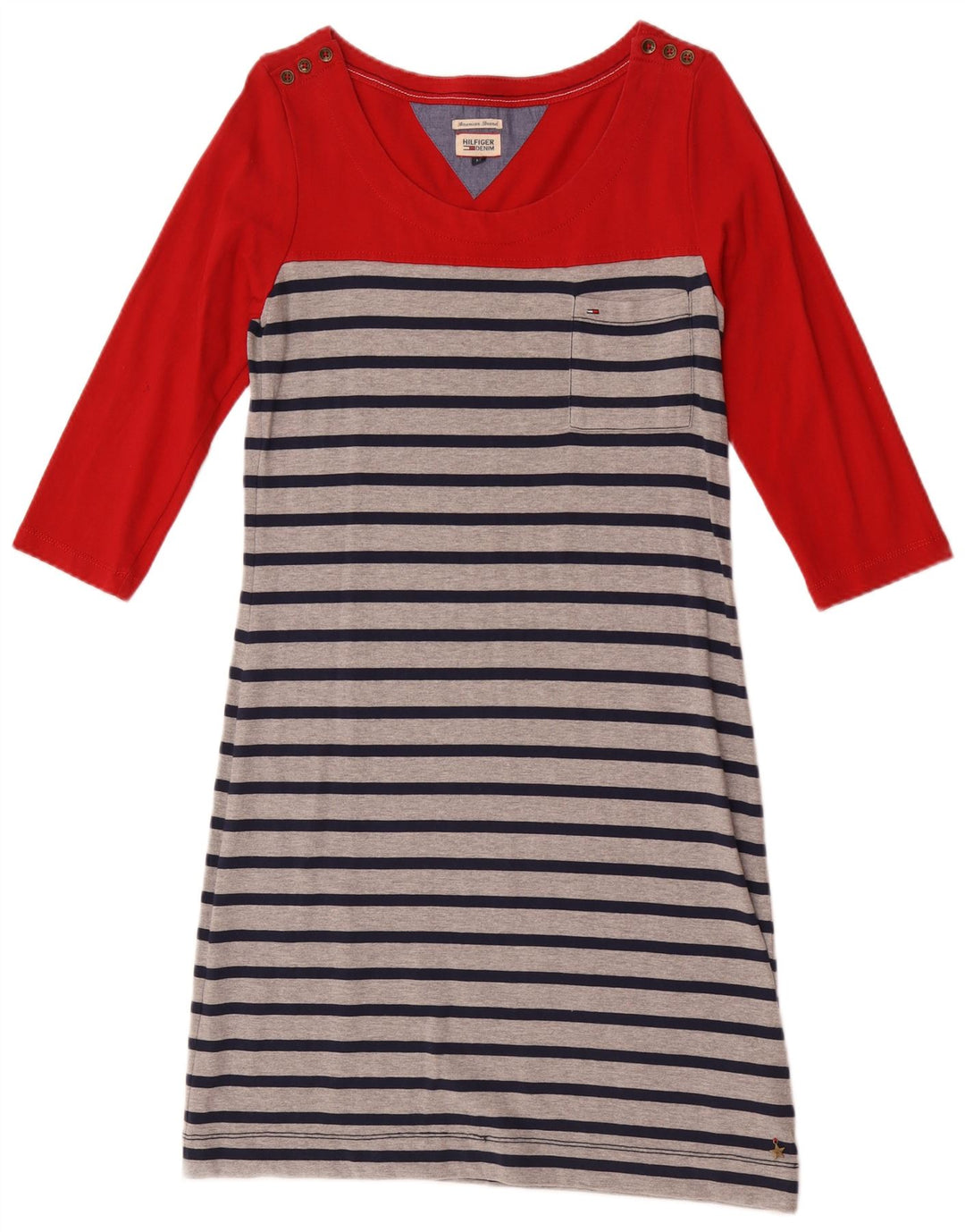 Rochie de bază Tommy Hilfiger pentru femei cu mâneci 3/4 UK 12 Medium Red Dunge